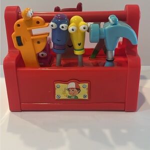 Red Kids Tool Caddy Playset with Colorful Plastic Tools